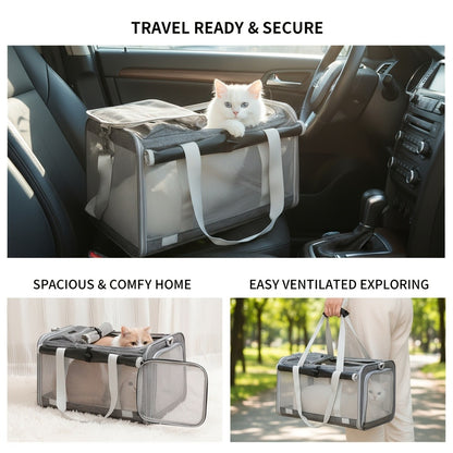 Airline Approved Pet Carrier Soft Sided Collapsible for Cats & Small Dogs – Breathable Oxford Cloth Travel Bag with Zipper Closure