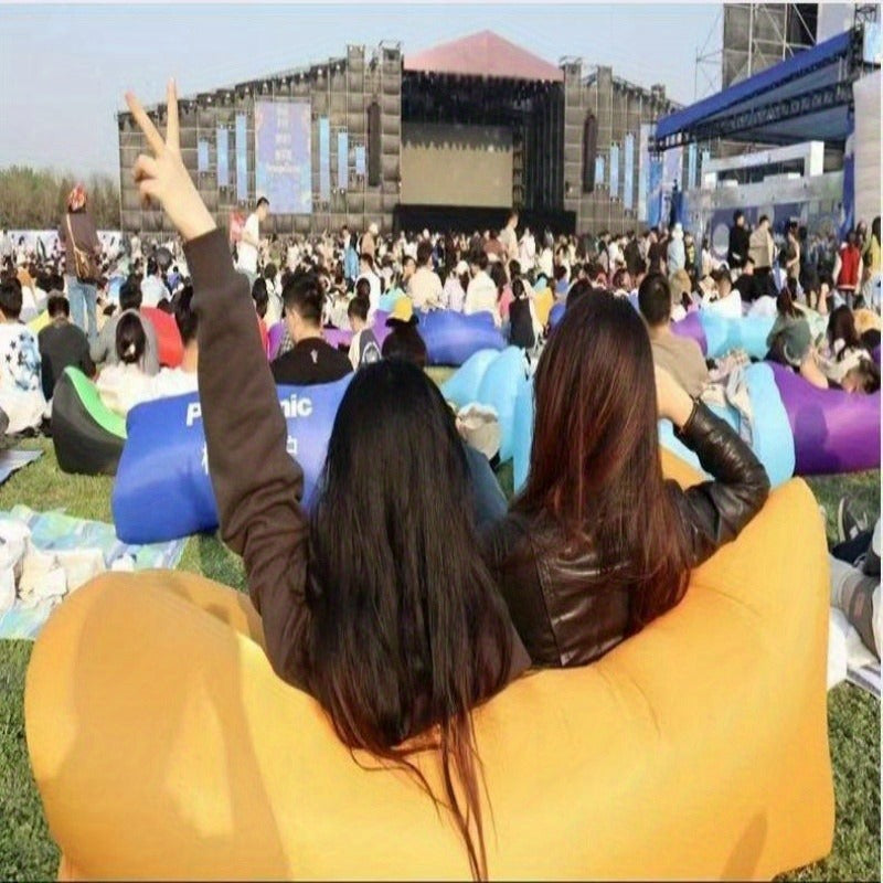 Two-Tone Inflatable Air Lounger with Storage Bag in Red, Blue or Purple with Black Base Options