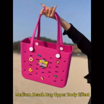EVA Beach Bag for Women with Drainage Holes Waterproof Tote Bag Summer Outdoor Camping Shopping Travel Bag with Cute Decorations