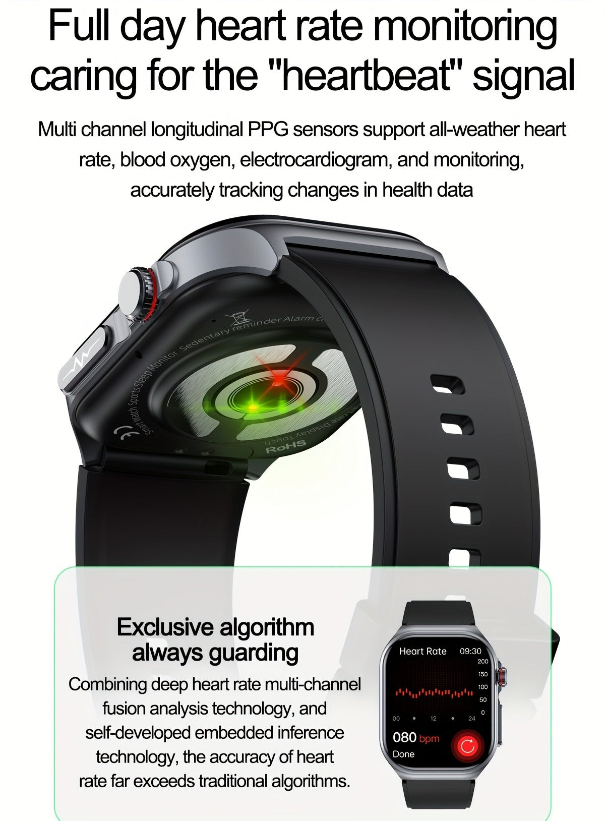 Smart Watch 2.04-Inch AMOLED Display with Bluetooth 5.3 Calling, 530mAh Battery and Six Strap Options
