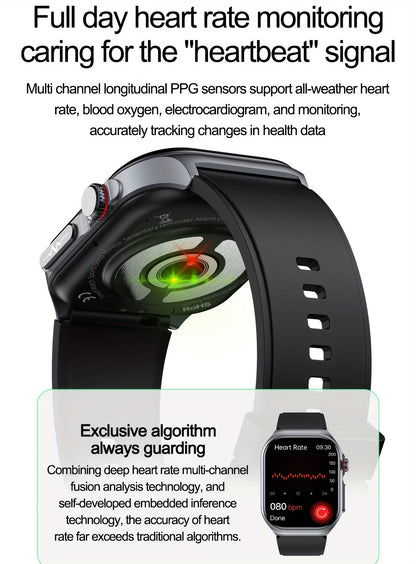 Smart Watch 2.04-Inch AMOLED Display with Bluetooth 5.3 Calling, 530mAh Battery and Six Strap Options