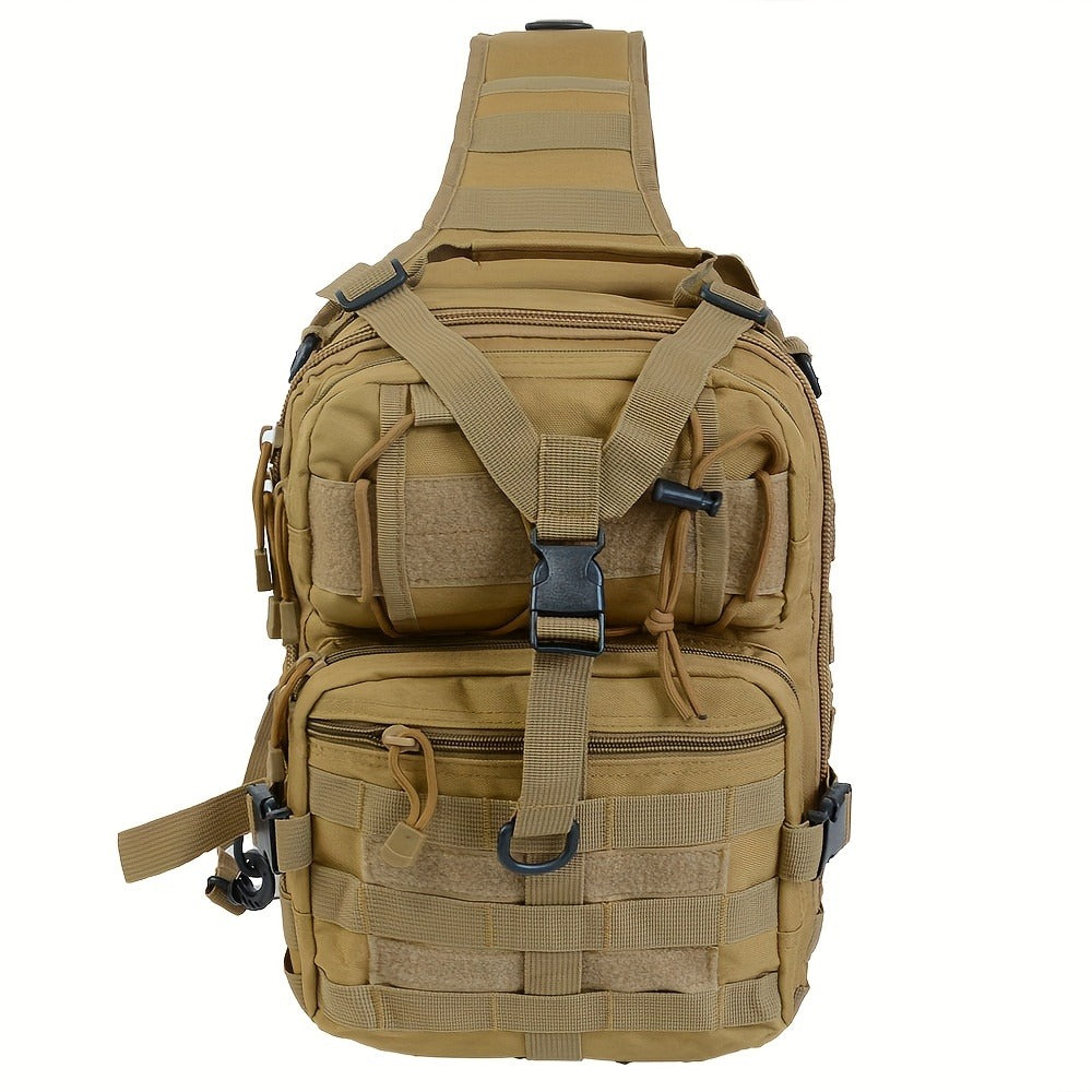 Multi-Pocket Tactical Chest Sling Bag with Adjustable Shoulder Strap in Black, Fern Green or Khaki