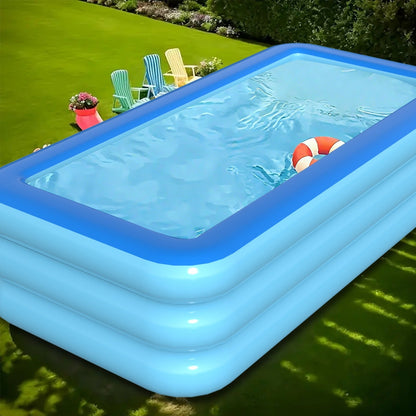 Inflatable Pool XL Extra Large Backyard Swimming Pool 3-Chamber Thick PVC Family Pool for Adults Kids Summer Outdoor Fun Multiple Sizes