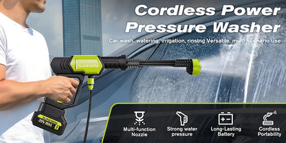 Cordless Pressure Washer Battery Powered Portable Car Wash Gun High Pressure Cleaner for Cars Yards for Garden, Patio and Yard Use