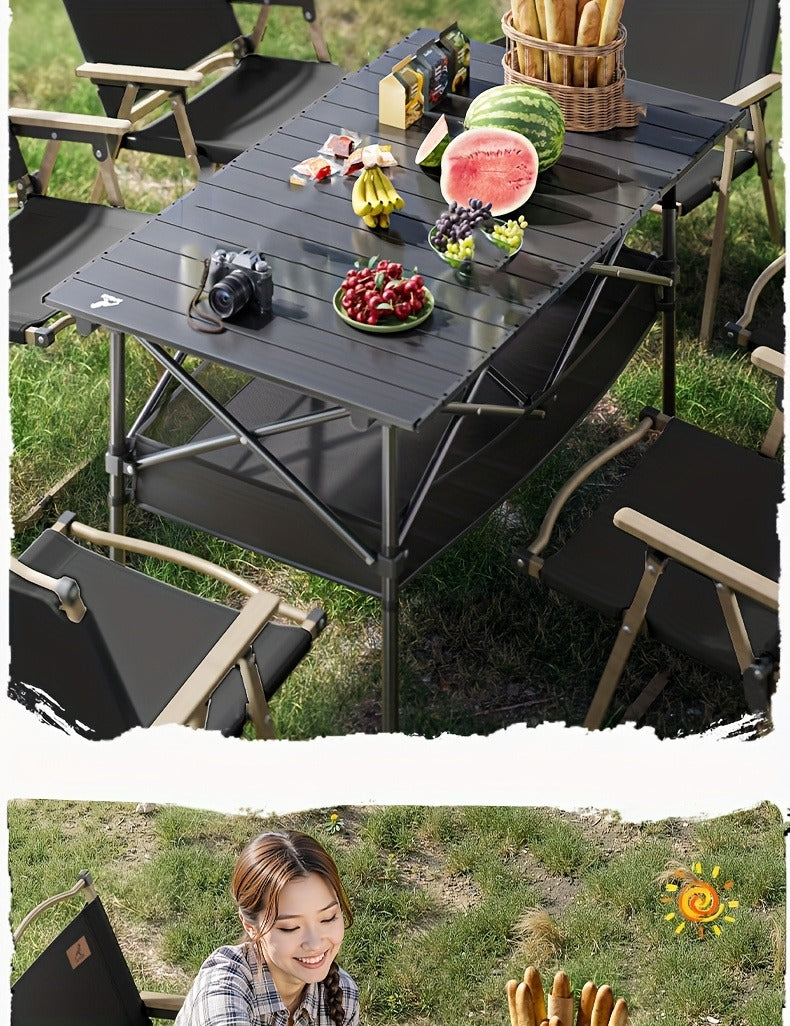 Foldable Roll-Up Camping Picnic Table with Carry Bag | Portable Outdoor Table for Camping Beach Backyard BBQ Parties Patios | Lightweight