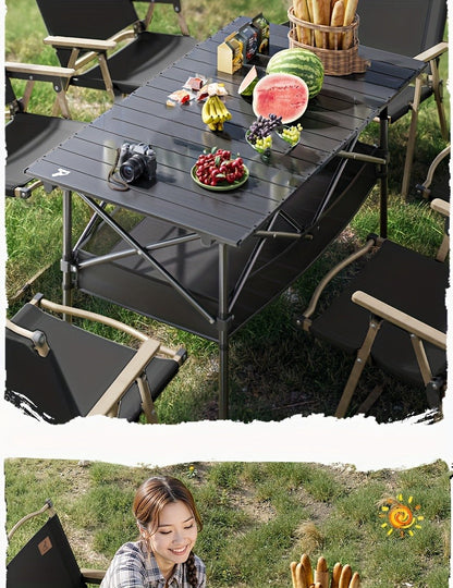 Foldable Roll-Up Camping Picnic Table with Carry Bag | Portable Outdoor Table for Camping Beach Backyard BBQ Parties Patios | Lightweight