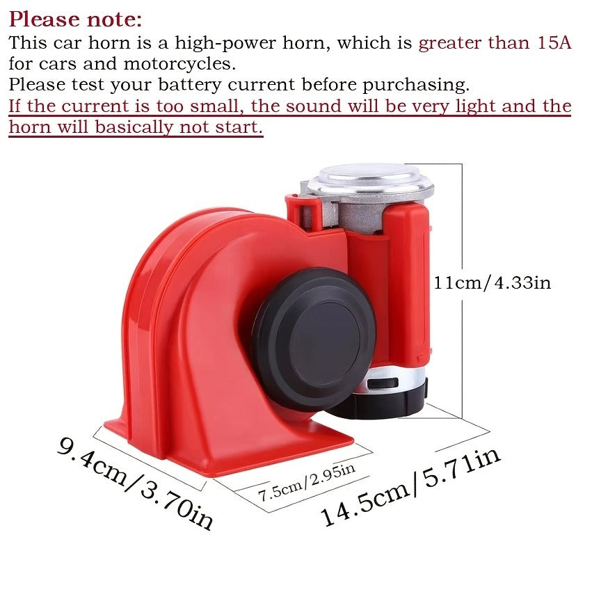Dual Air Horn Kit 12V/24V 105-137dB with Air Compressor – Super Loud Aluminum Alloy Trumpet Horn for Truck, Train, SUV, Motorcycle