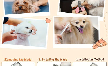 Pet Grooming Clippers Rechargeable with LED Display – Cordless Electric Dog Cat Hair Clipper, Detachable Blades 4 Guide Combs Low Noise