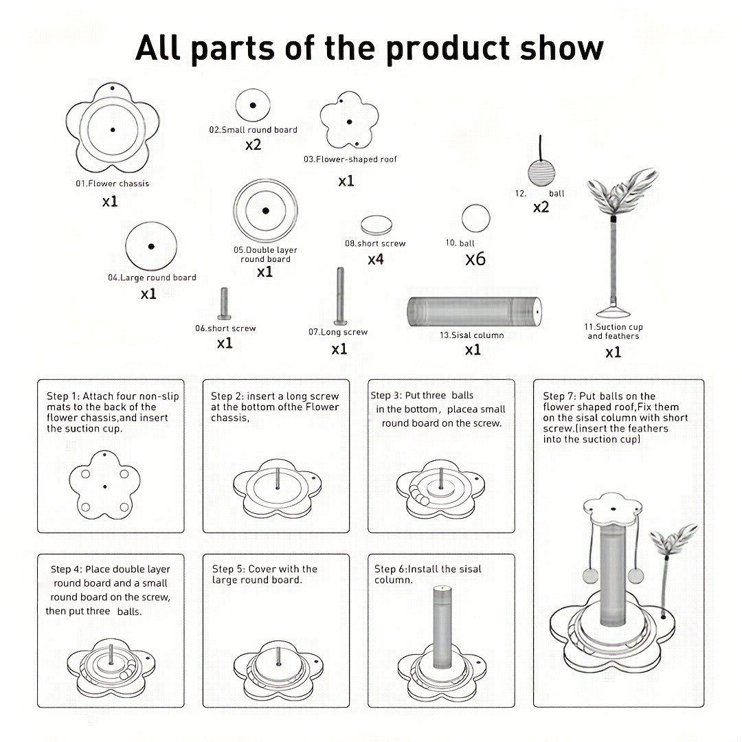 Cat Scratching Post Sisal Vertical Scratcher – Solid Wood Base, Wear-Resistant Rope, Multiple Styles: Standard, Mushroom & Dolphin Shapes
