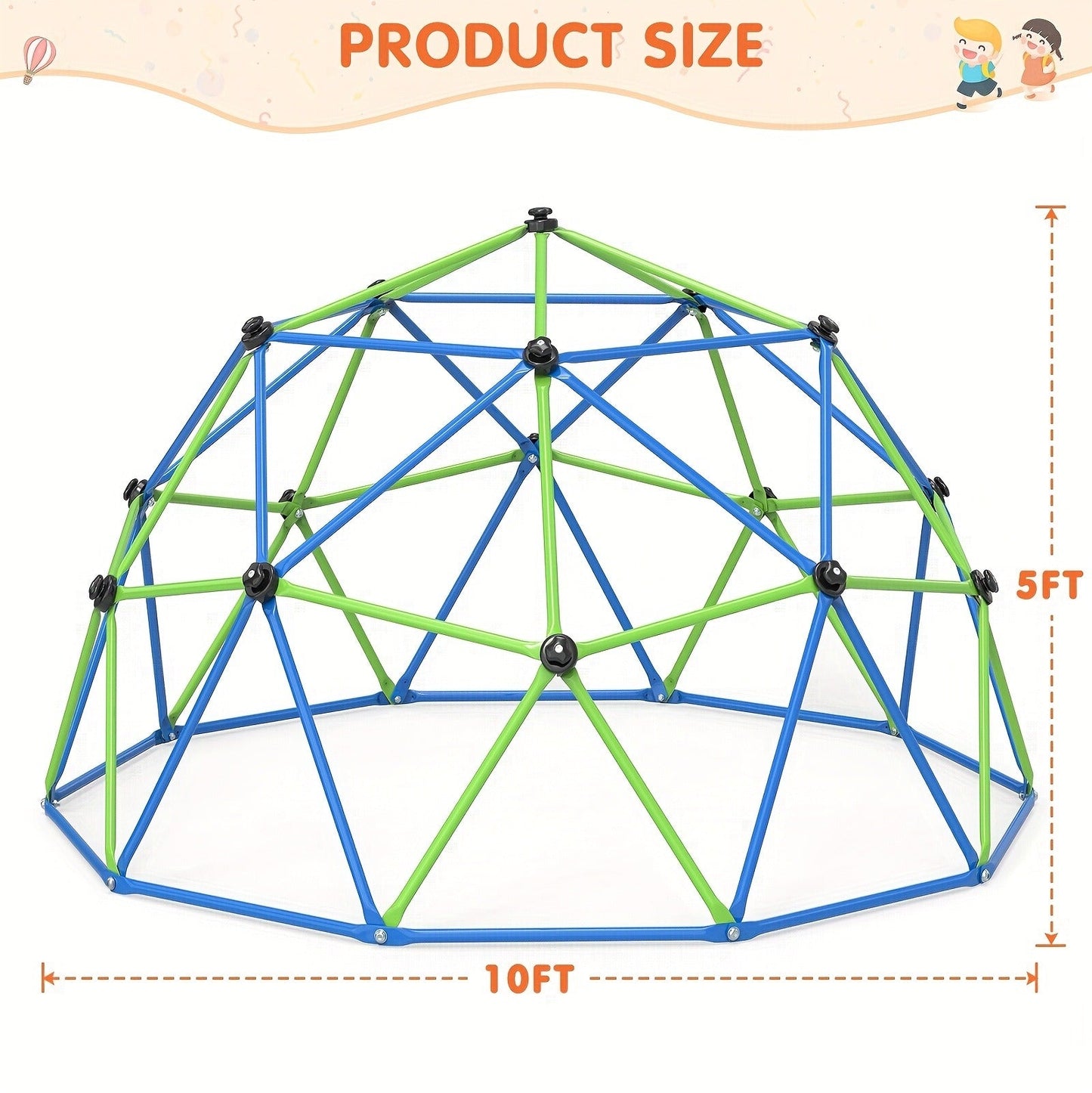 10FT Kids Climbing Dome with Hammock Swing Disc Swing Backyard Jungle Gym Steel Frame Outdoor Play Equipment 1000 LBS Capacity Gift for Boys
