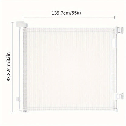 Retractable Baby Gate & Mesh Dog Gate – Extends 55" to 197" Wide, Child Safety Gate for Doorways Stairs Hallways, Indoor & Outdoor Use