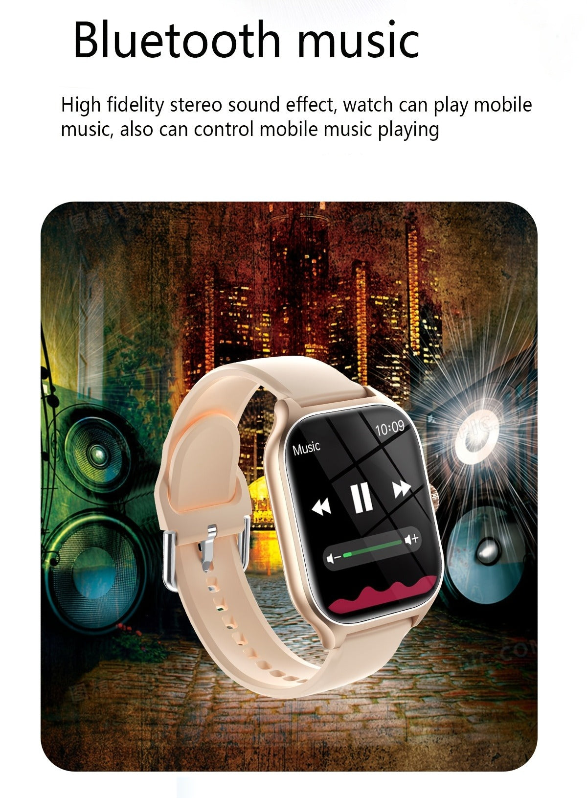 Smart Watch 1.83-Inch Touch Display with Bluetooth Calling, Music Control and Black Silicone Band