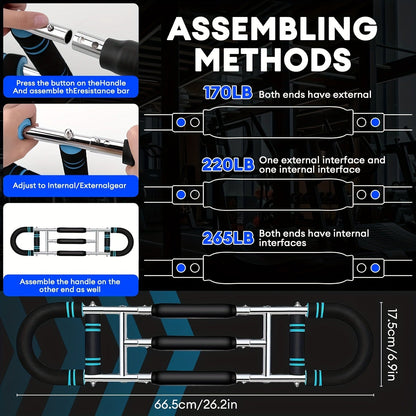 Arm Strength Trainer Three-Bar Chest Expander, Adjustable Multi-Level Resistance, Portable Detachable Forearm & Chest Workout Device