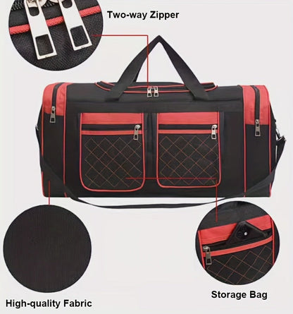 Gym Duffel Bag Large Capacity Travel Bag for Men Women Heavy Duty Polyester Multi Pocket Adjustable Shoulder Strap Zipper Closure