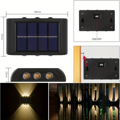 Solar Wall Light Outdoor 8 Pack 6 LED Deck Fence Garden Lamp Waterproof Auto Dusk to Dawn Courtyard Pathway Garage Yard Decoration