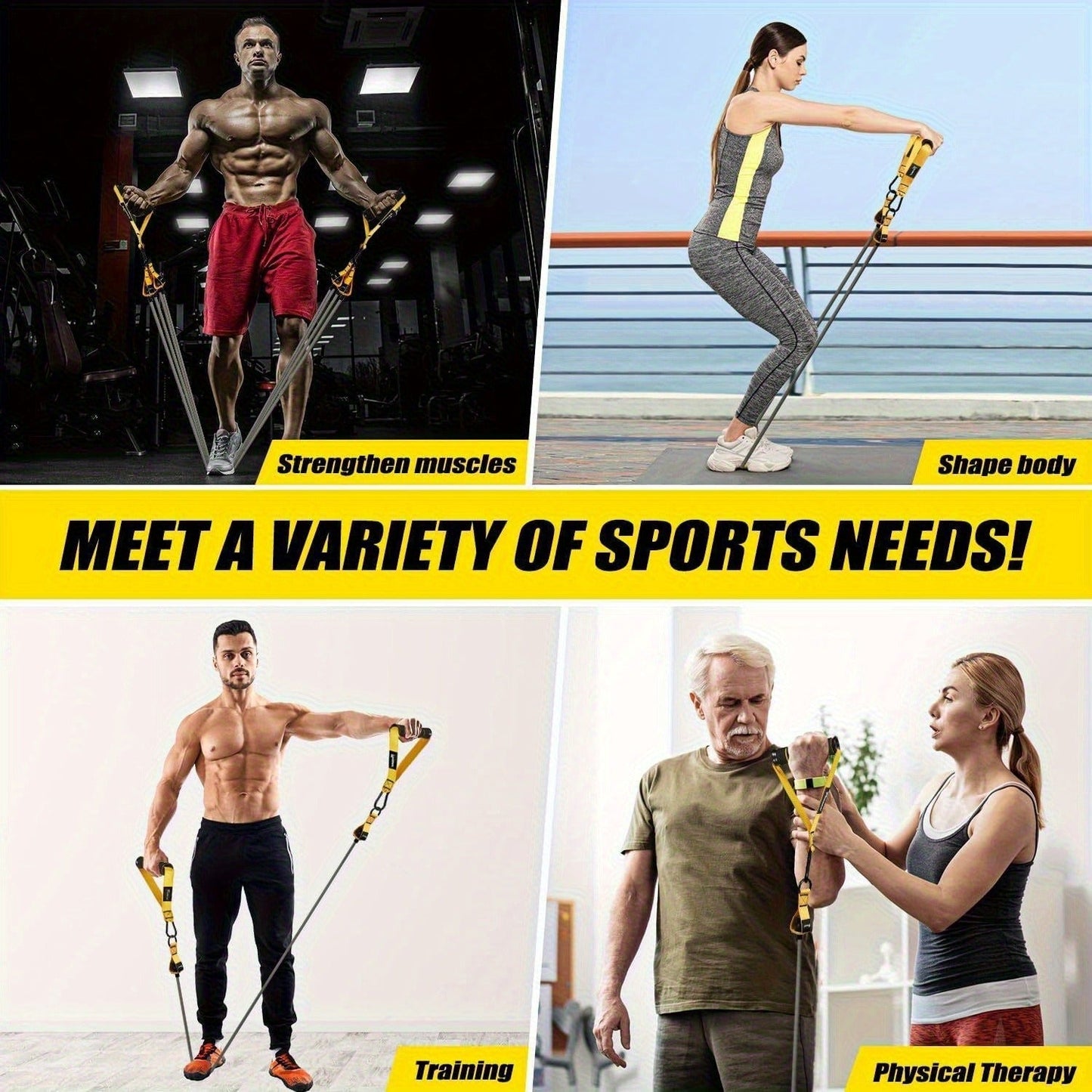 300lb Resistance Band Set – 6 Levels 25-75lb, Handles, Door Anchor & Ankle Straps – Heavy Duty Home Gym Kit for Full Body Strength Training