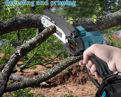 Handheld Electric Chainsaw, Mini Cordless Portable Tree Cutter with Splash Guard, Security Lock, Rechargeable Battery Options