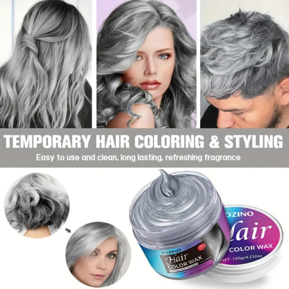 ROZINO Grey Hair Color Wax 3-in-1 Color Style & Fix – Vitamins & Protein Formula, Hides Grey Instantly, Natural Volume, Easy Wash