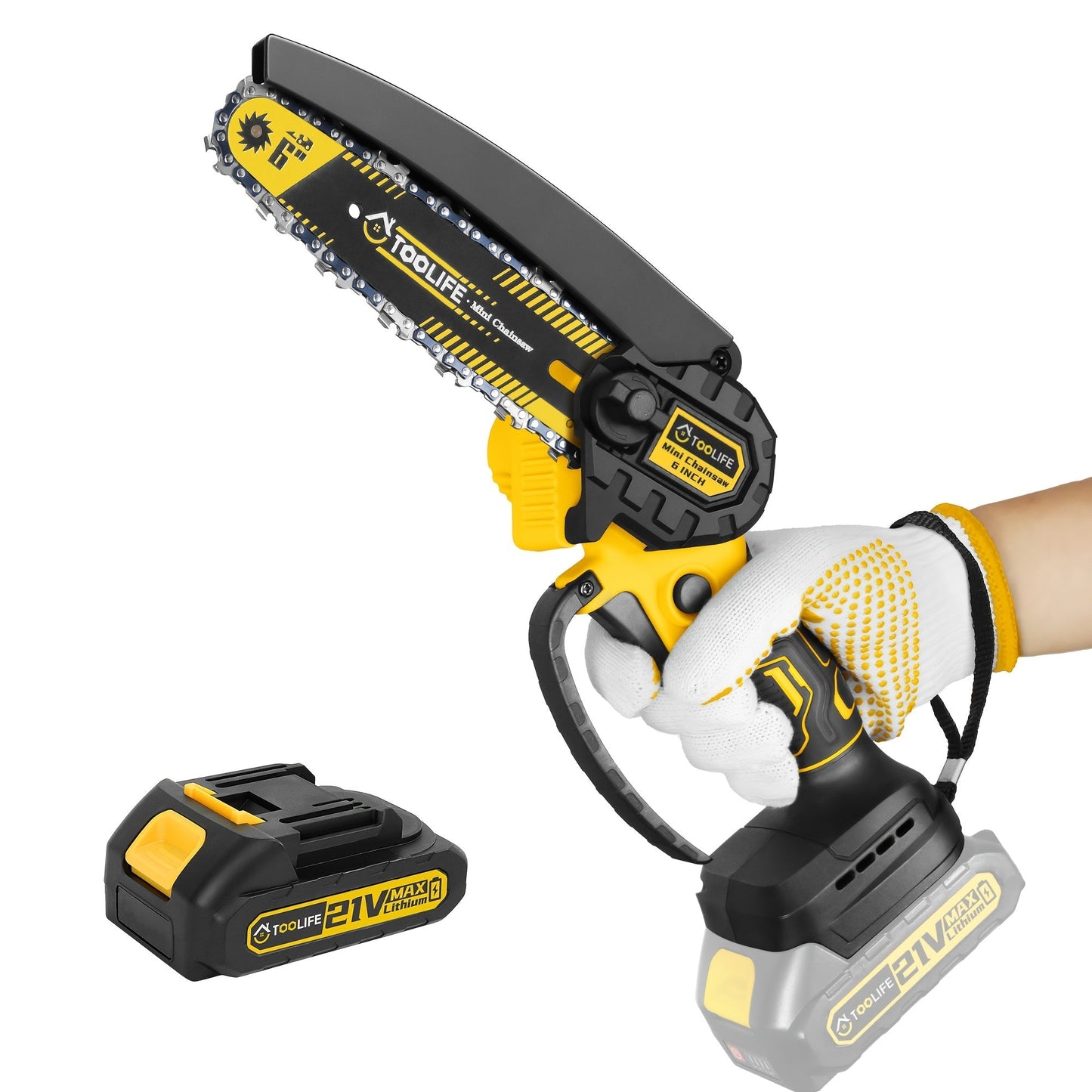 Mini Chainsaw Cordless, Handheld Electric Saw Tree Trimming Wood Cutting for Garden, Patio and Yard Use
