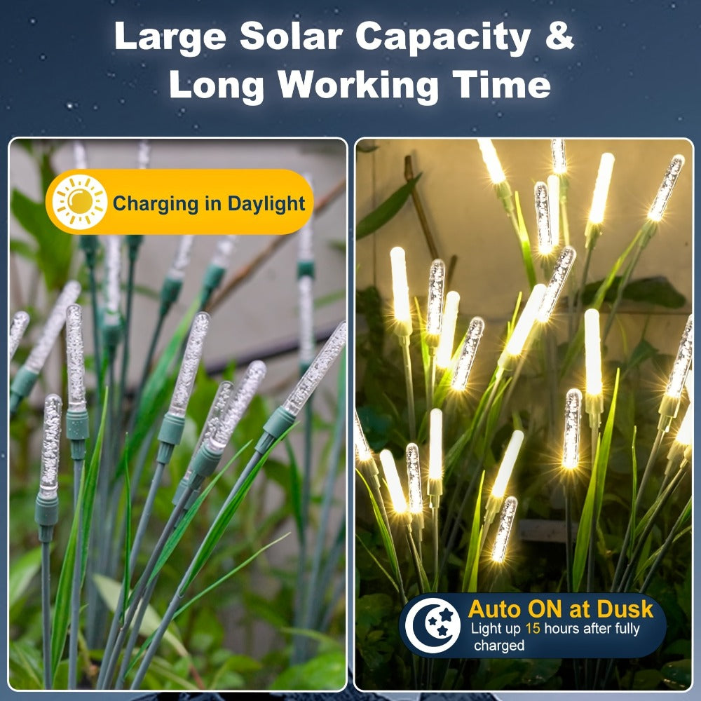Solar Bubble Pathway Lights Outdoor 4 Pack, Acrylic Reed Stake Lights Dusk to Dawn, White Solar Powered LED for Garden