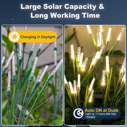 Solar Bubble Pathway Lights Outdoor 4 Pack, Acrylic Reed Stake Lights Dusk to Dawn, White Solar Powered LED for Garden