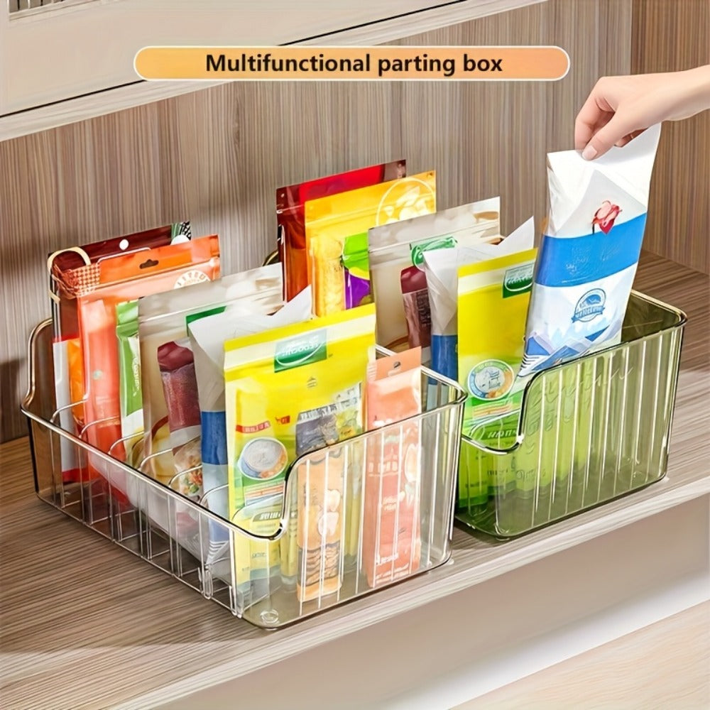 Seasoning Box Kitchen Organizer Transparent Detachable Rack with Adjustable Compartments for Countertop