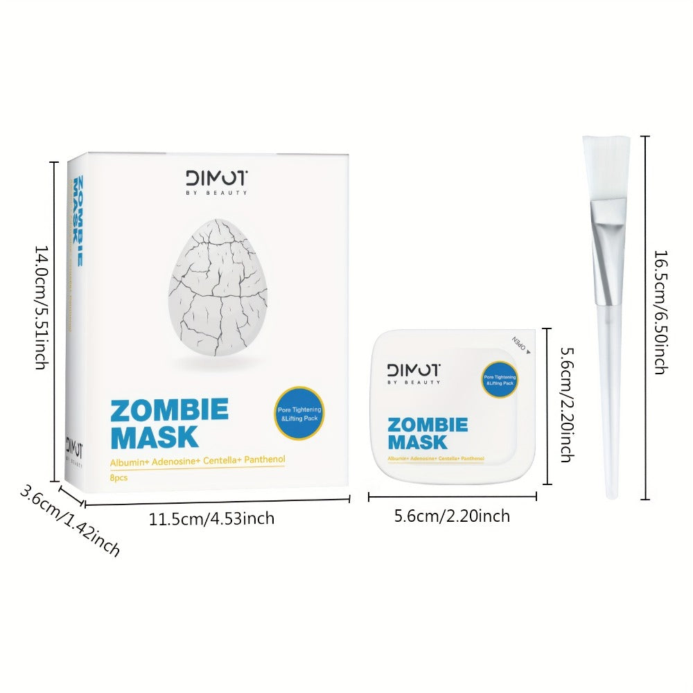 Zombie Face Mask 8pcs Plant Squalane Skin Texture Improving Facial Mask Set for Women for Bath Time, Home Spa and Personal Care