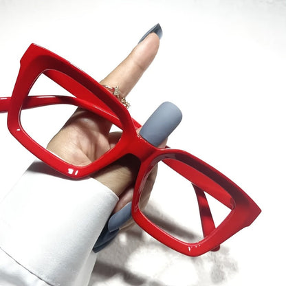 Five-Pair Candy-Color Square Clear-Lens Eyewear Set with Black, Yellow, Red, Clear and Pink Frames