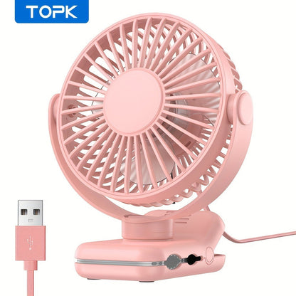 Clip on Fan USB Desk Fan, Brushless Motor Whisper Quiet Portable Mini Fan with Strong Clamp