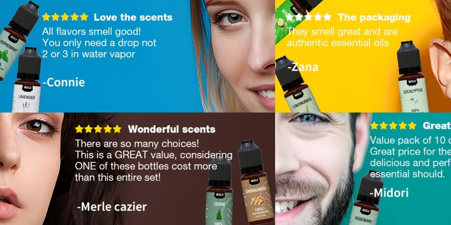 Essential Oils Set for Diffuser, Rosemary Aromatherapy Scented Oils for Home Air Freshening, Humidifier