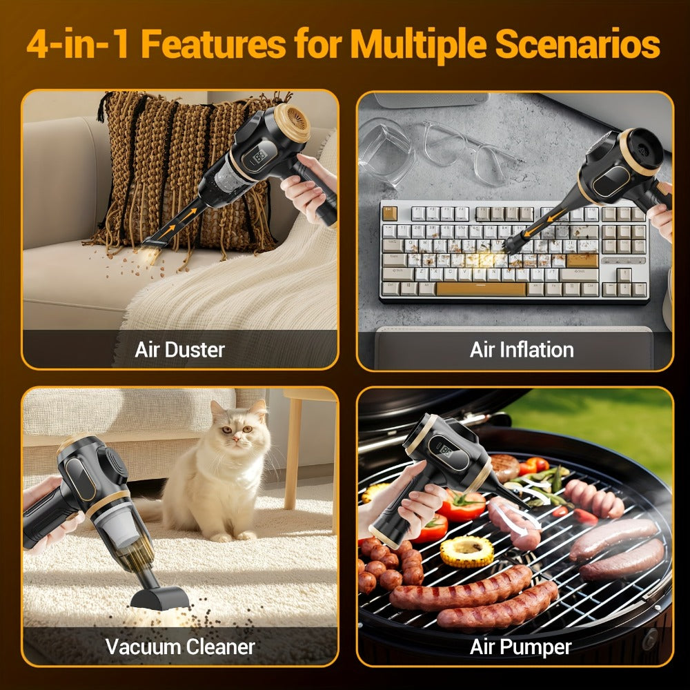 Cordless Handheld Vacuum Cleaner with LCD Display & Multi-Nozzles, 9000Pa Suction 50000RPM HEPA Filter