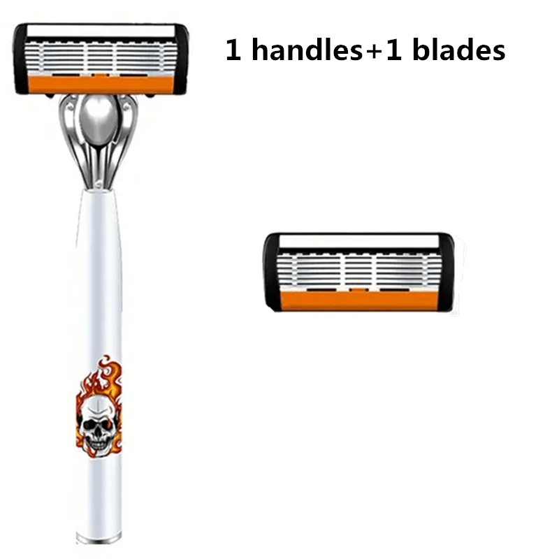 Men's Safety Razor with Replacement Blades - Anti-Slip Stainless Steel Handle Shaver for Beard & Sideburns