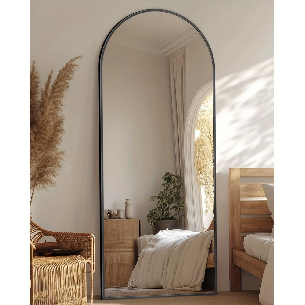 Full Length Mirror Floor Mirror Freestanding 58x18 Inch Arched Full Body Mirror Wall Mounted for Entryways, Bedrooms and Living Spaces