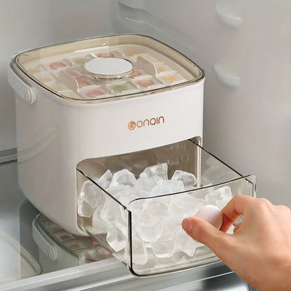 Ice Cube Tray with Lid 48 Compartment Stackable Double Layer Food Grade Plastic Ice Mold for Home Cooking, Dining and Outdoor Meals
