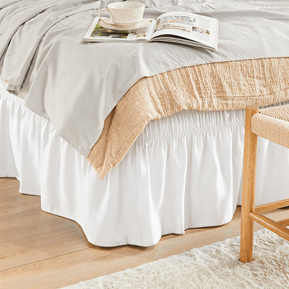 Ruffled Bed Skirt with Adjustable Elastic – Twin Full Queen King, 15-Inch Drop, Machine Washable, 30 Colors