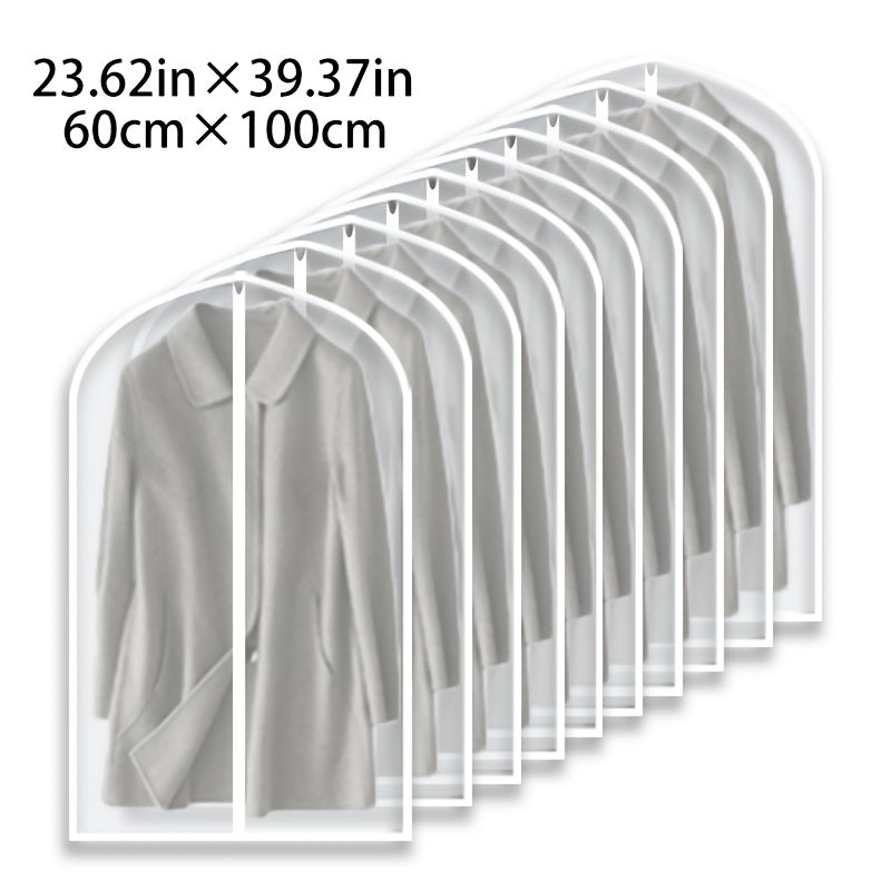Garment Bags 10 Pack Waterproof Transparent – Hanging Clothes Storage Bags with Full Zipper for Wardrobe, Travel & Closet Organization