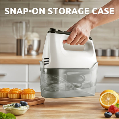 Electric Hand Mixer 6 Speed & Turbo with 5 Stainless Steel Accessories & Snap-On Storage Case
