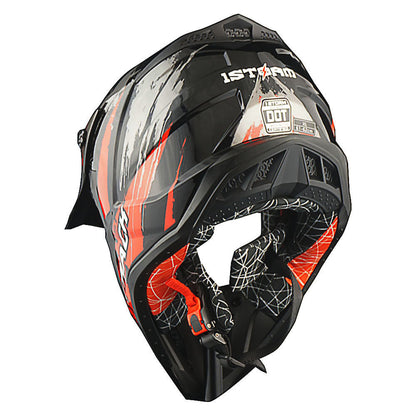 Motorcycle Helmet 1STORM Dirt-Bike Full-Face Shell with Peak Visor, XS-XXL Sizes, Padded Liner and Graphic Styles