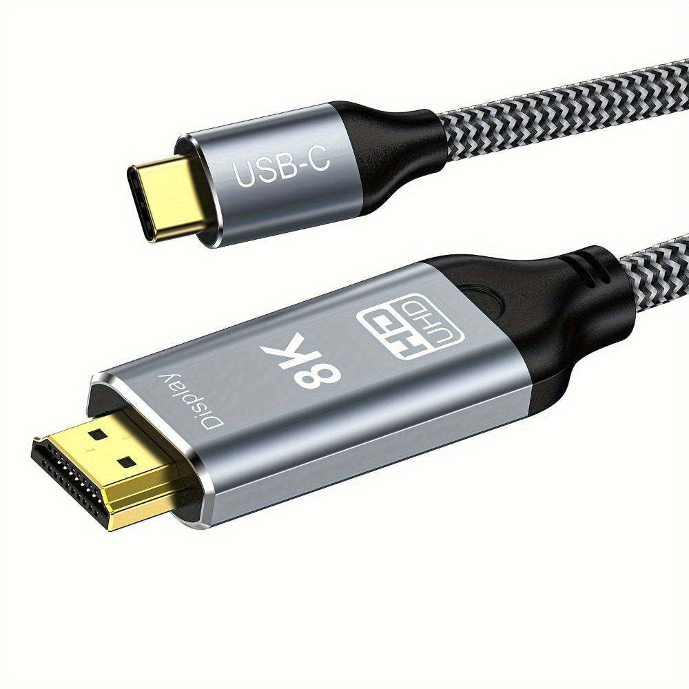 USB-C to HDMI 2.1 Cable 8K@60Hz 4K@144Hz, Aluminum Braided Thunderbolt 4/3 Compatible, 48Gbps HDCP 2.3 HDR