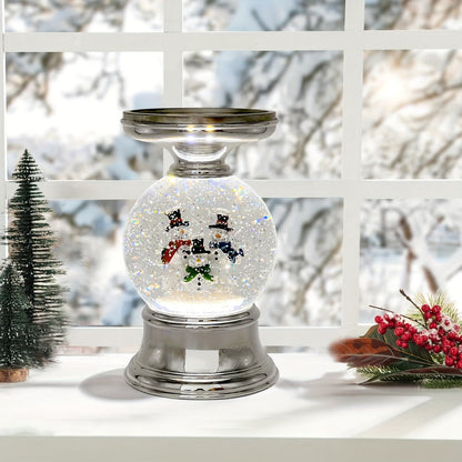 Snowman Water Globe Candle Holder Pedestal Compatible with Bath & Body Works 3-Wick Candles – Winter Christmas Centerpiece Table Decor