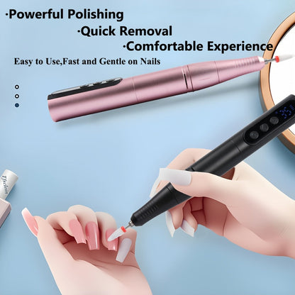 Electric Nail Drill 35000 RPM USB Rechargeable Pen with Digital Display and Three Color Options