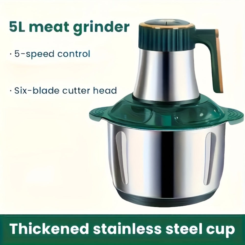Electric Food Chopper with Top-Motor Design and 2L, 3L or 5L Bowls in Blue or Green Options