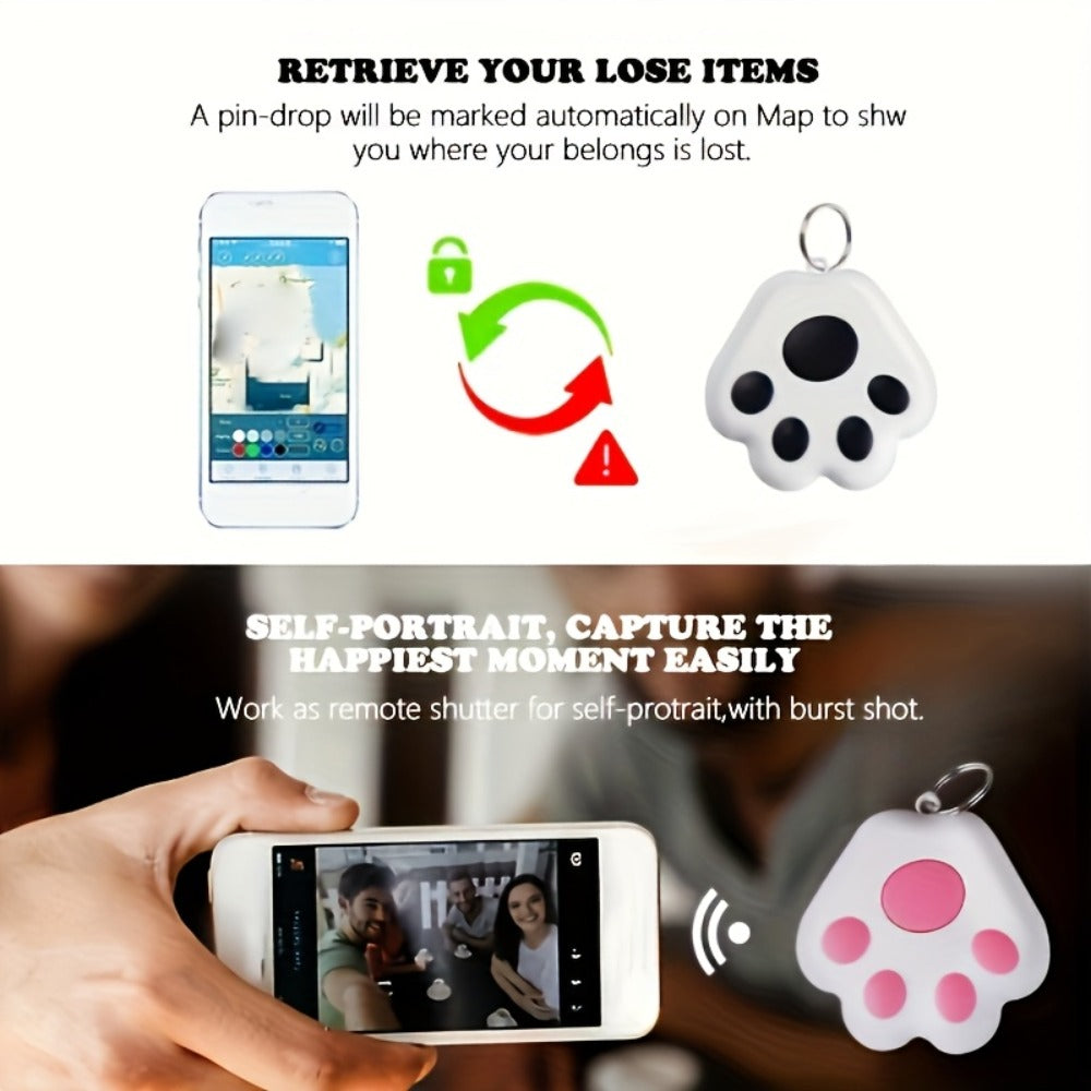 Dog Paw Smart Tracker Anti-Lost Positioning with Recording & Shutter Control, Cute Pet Accessory for Dogs & Cats