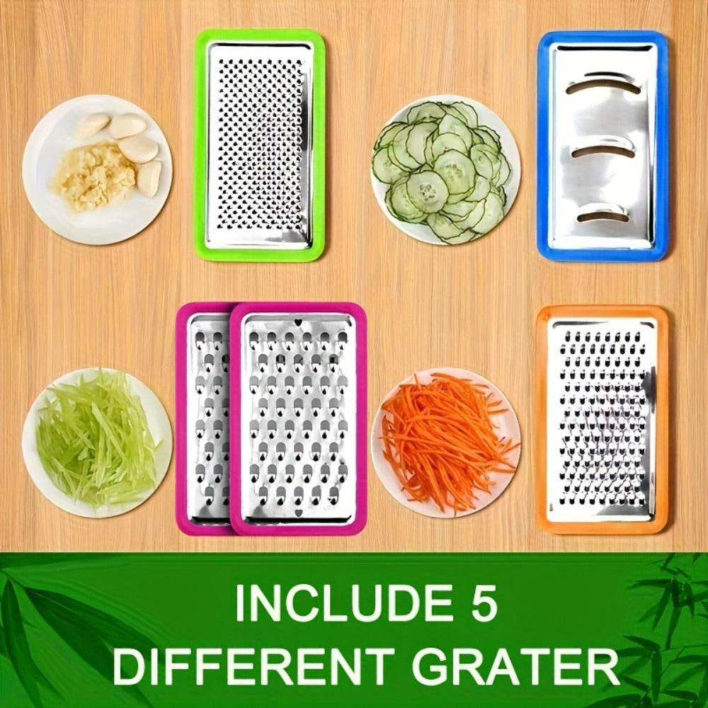 Bamboo Cutting Board with Food Container, Cheese Grater & Juice Groove – Large Wooden Chopping Board Set with Storage Box