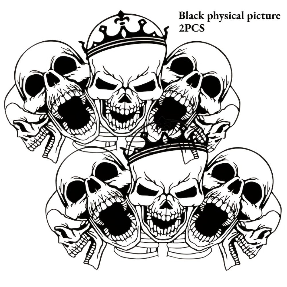 Two-Piece Gothic Skull Car Window Decals in Type A, C or D Artwork with Small or Large Sizes