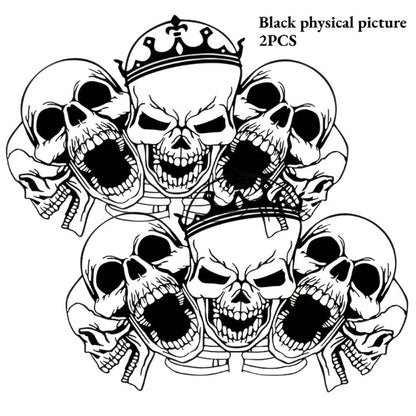 Two-Piece Gothic Skull Car Window Decals in Type A, C or D Artwork with Small or Large Sizes