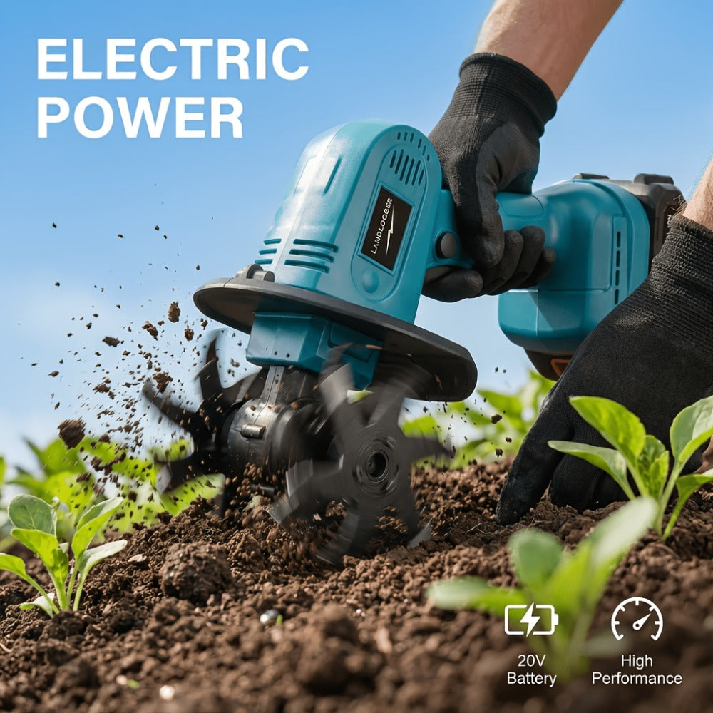 Cordless Electric Cultivator 20V Handheld Rotary Tiller, 9-Inch Width 6.6-Inch Depth, 1 or 2 Batteries & Charger