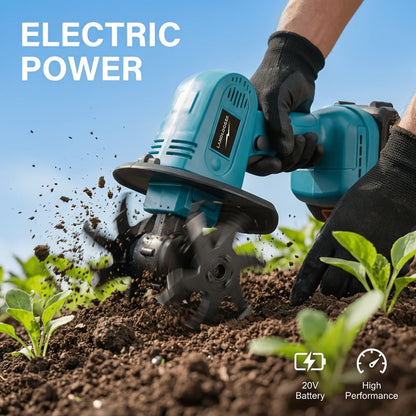 Cordless Electric Cultivator 20V Handheld Rotary Tiller, 9-Inch Width 6.6-Inch Depth, 1 or 2 Batteries & Charger