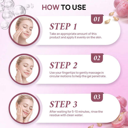 Grape & Malic Acid Exfoliating Gel for Face & Body, AHA Deep Cleansing Scrub, Removes Dead Skin Cells