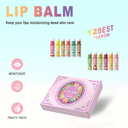 Lip Balm Gift Set 48pcs MISS FACTORX – Moisturizing Glycerin Lip Butter, Hypoallergenic Natural Finish for All Skin Types
